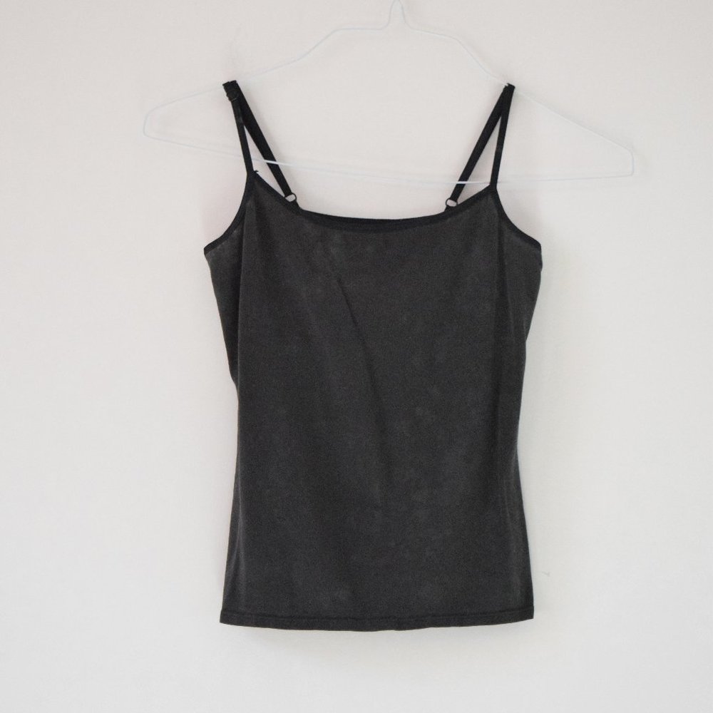 Distressed Black Camisole Tank Top | Size S